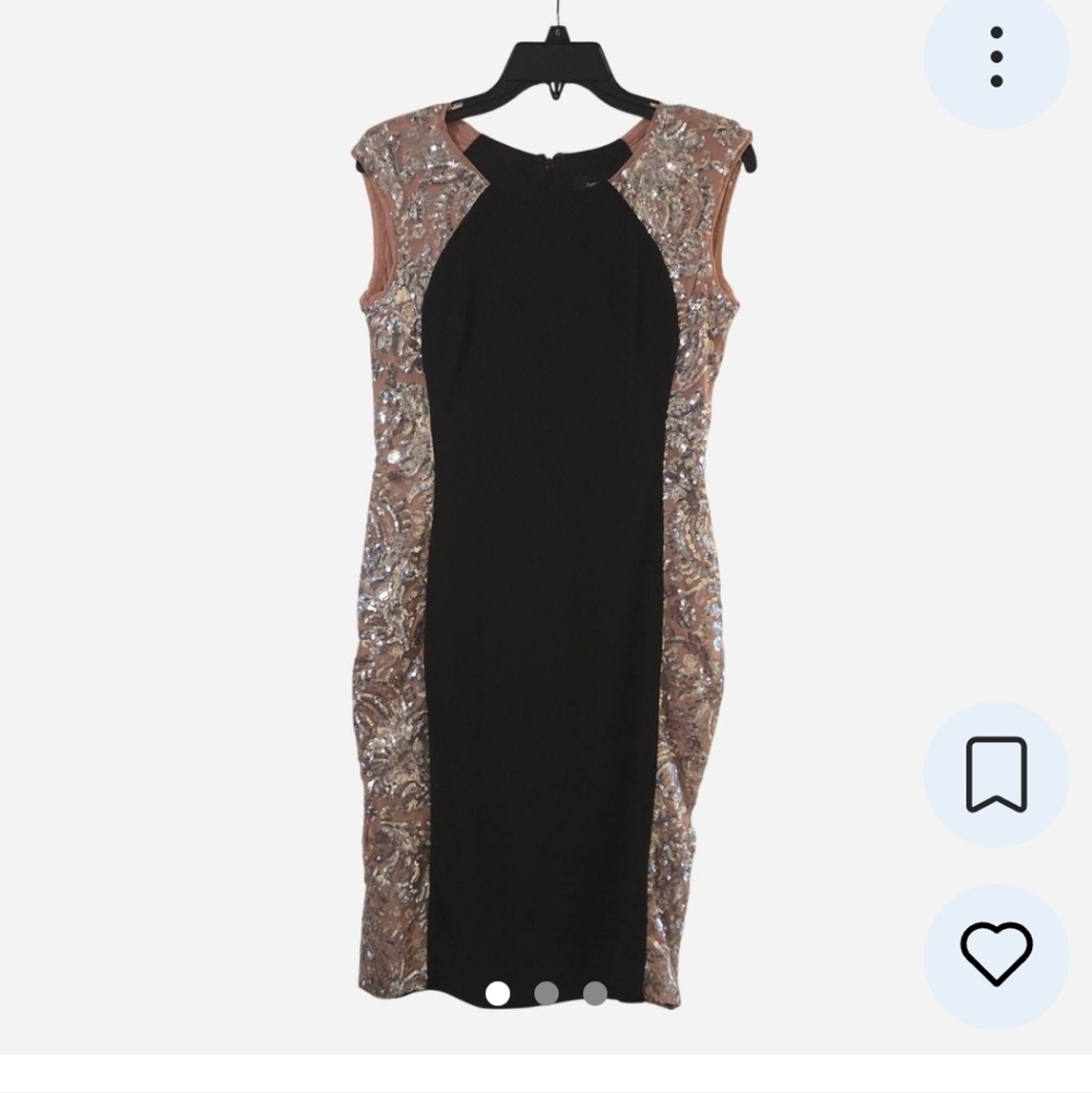 Black Dress with Champagne Sequin Panels